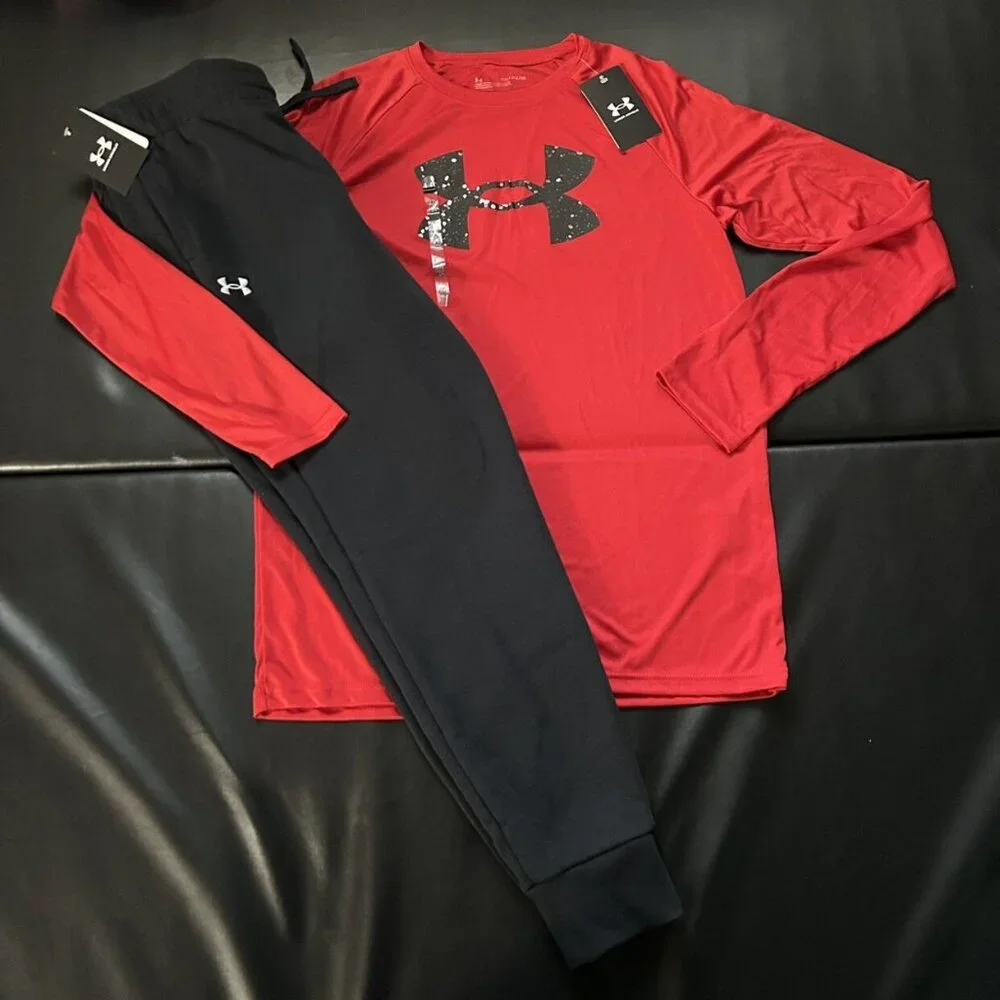 NWT Under Armour Jogger & Long Sleeve Tee Set Boys Youth Size XL